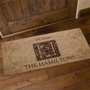 Personalized Door Mat   Family is Forever with Monogram   4489