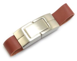 1GB Bracelet Leather USB Flash Drive Brown   Tmart