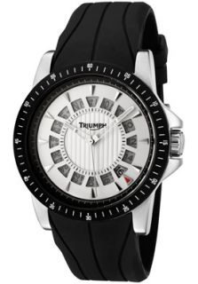 Triumph Motorcycles 3060 02 Watches,Mens White Dial Black Silicon 