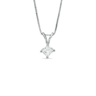 CT. Princess Cut Diamond Solitaire Pendant in 14K White Gold 