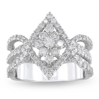 CT. T.W. Marquise Shaped Diamond Cluster Ring in 18K White Gold 