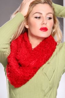 Red Fuzzy Plush Eternity Scarf @ Amiclubwear scarf Online Store 