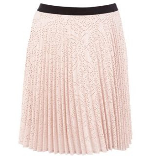 Warehouse Light Pink Textured Plisse Skirt