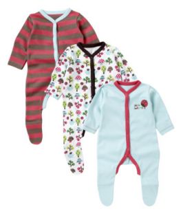 Mothercare 3 Pack Bright Toadstool Sleepsuits   sleepsuits 