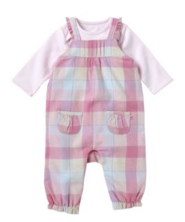 Mothercare Check Dungaree Set   Pink   dungaree sets   Mothercare