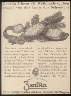 1928 ZentRa watch 3 models vintage German Xmas ad