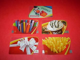   Different McDonalds Arch Cards Vintage Gift Cards $0 Balance MONOPOLY