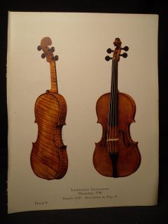 Lauretius Guadagnini Placentiae Violin 1740 Vintage Illustration L@@K