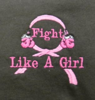 Fight Like A Girl Boxing Glove Pink Ribbon Brown S/S T Shirt 2X New