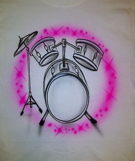 Airbrushed Drums w/ Name Airbrush T Shirt sz XS 2 4 S 6 8 M 10 12 L 14 