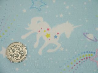 Harajuku Dolls Fabric / UNICORN HORSE Light Blue   50cm x 110cm