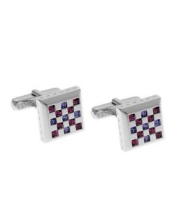 Sparkle Checkerboard Cuff Links, Purple   