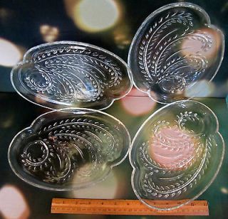 Homestead Wheat Snack Plates Federal Glass Set of 4 Oval ring cup 