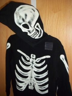 Old Navy Boys Skeleton Hoodie GLOW IN THE DARK Bones Skull Sweatshirt 