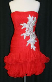 Sherri Hill 1462 Formal Cocktail Gown Homecoming Party Dress RED Size 