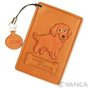 Golden Retriever Handmade Dog Leather Commuter ID Pass Card Holder 