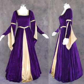 Medieval Renaissance Purple and Gold Gown Dress Costume LOTR Wedding L