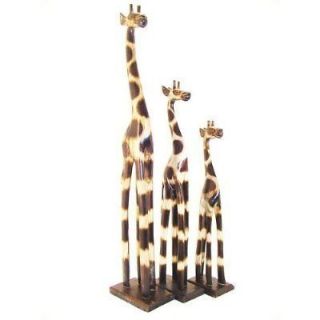   80cm Set of 2 Floor Standing Wooden Wood Giraffes Giraffe Bali New