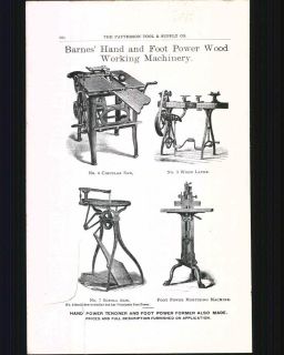 1901 AD Barnes Hand Foot Power Wood Working Machines Scroll Saw Lathe 