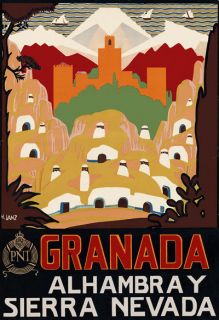 TT75 Vintage Granada Sierra Nevada Spain Spanish Travel Poster   A3 