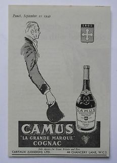 VINTAGE 1949 ADVERT Camus La Grande Marque Cognac