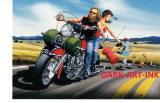 David Mann Art Roadtrip Come Undone Easyriders Print Harley Davidson 