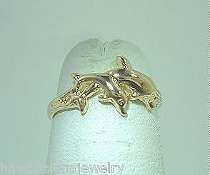 Silver Hawaiian 14k Gold Mother Baby Dolphins Toe Ring