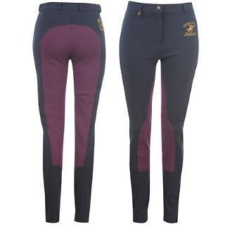 Womens BHPC Horse Riding Heavyweight Jodhpurs Pants   Navy/Purple   XS 