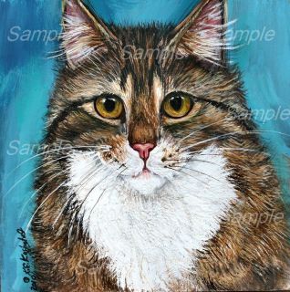 SIBERIAN TABBY CAT GICLEE of Painting longhair Kitten Kristine Kasheta 