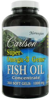 Carlson Labs   Norwegian Super Omega 3 Gems Fish Oil Concentrate 1000 