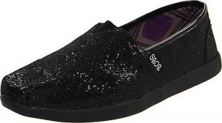 Bobs by Skeckers NEW Earth Papa 39579 BLACK Glitter Flats Slip Ons 