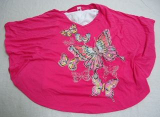 Beautees Girls Half Sleeve Flowy Butterfly Top PINK SIZE XL nwt