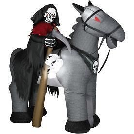 HALLOWEEN HAUNTED ANIMATED REAPER ON HORSE INFLATABLE AIRBLOWN