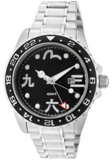 Evisu 7009 11 Watches,Mens Shirase GMT Black Dial Stainless Steel 