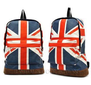 Canvas Olympic Games UK Flag Union Jack Style Backpack Bag Women Boy 