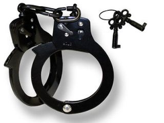 HANDCUFFS CHAINED W/KEYS SECURITY NEW 222 BK