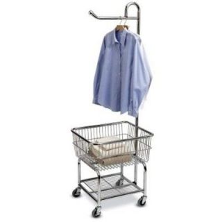   Rolling Laundry Butler Cart Rack Hanging Clothes Basket Storage Room