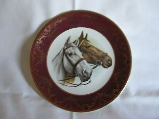   plate depicting two horses heads. Weatherby Hanley Royal Falcon Ware