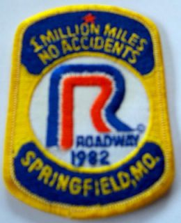 Roadway Express driver patch 1982 Springfield, Mo 1 million miles no 