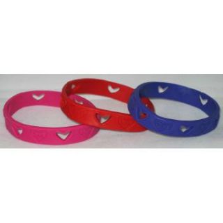 Bracelets measure 3 and come in assorted colors. Die cut heart shaped 