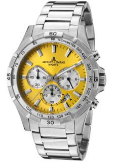 JACQUES LEMANS 1670J Watches,Mens Montreal Chronograph Yellow Dial 