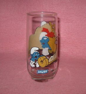 1982 Peyo Smurf Drinking Glass Hefty Smurf Drink Glass Wallace Berrie 