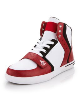 Moby Hi Top Sneaker, White Red   