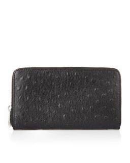 Ostrich Stamped Wallet, Black   