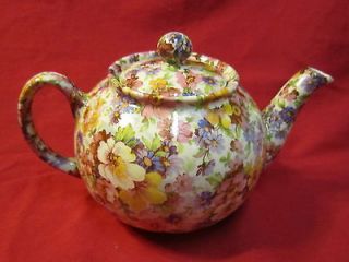 Heron Cross Pottery Summer Meadow pink Chintz English 3 Cup Tea Pot 