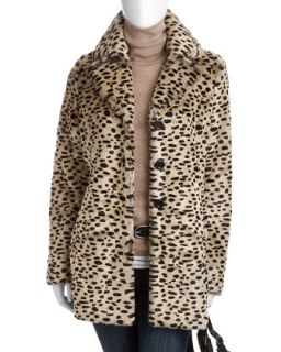 Leopard Print Faux Fur Jacket   