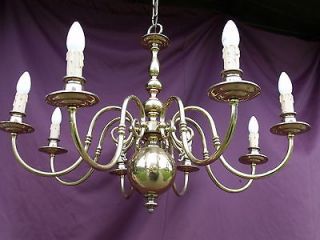 GIANT BRASS VINTAGE LUSTRE HOLLANDAISE CHANDELIER    LOOK HERE NOW 