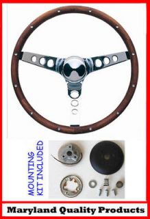 60 73 VW Volkswagon Grant Wood Steering Wheel Chrome 15 Walnut (Fits 