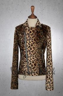 vb HOMME Mens Faux Fur Leopard Print Rider Jacket 6PB
