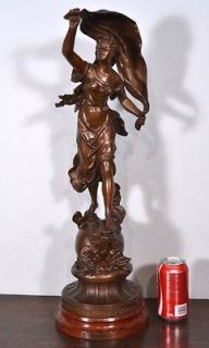 25 French Antique Bronzed Figurine Statue Woman Spelter Sculpture by 